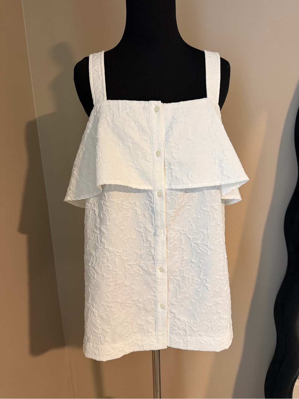 MICHAEL Michael Kors White Textured Ruffle Camisole S